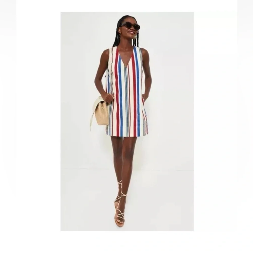 Pomander Place Kira Stripe Mini Dress XS NWT Cotton Lined Coastal Preppy Chic - Picture 1 of 10